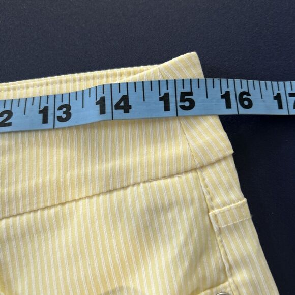 Mario Serrani Pants Womens Medium Seersucker Yellow Stretch Capri‎ Pullon - Picture 8 of 14